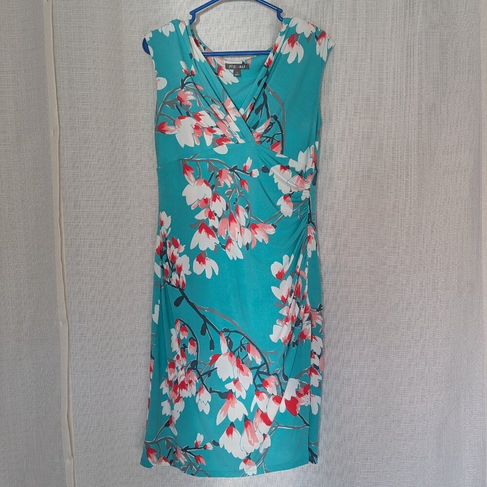 Roz & Ali Green Floral Midi Dress Size 6 Sleeveless Rushed